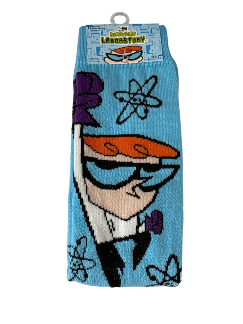 Men’s Blue Cartoon Scientist Crew Socks 9-13 | Funny Retro Graphic Style